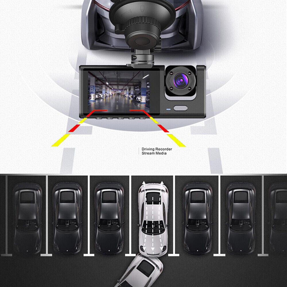 3 Lenses Camara De Seguridad Dash Cam Para Carro Auto Delantero/Tras