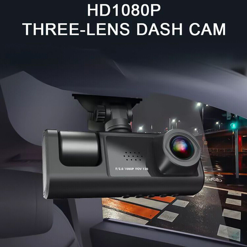 3 Lenses Camara De Seguridad Dash Cam Para Carro Auto Delantero/Tras