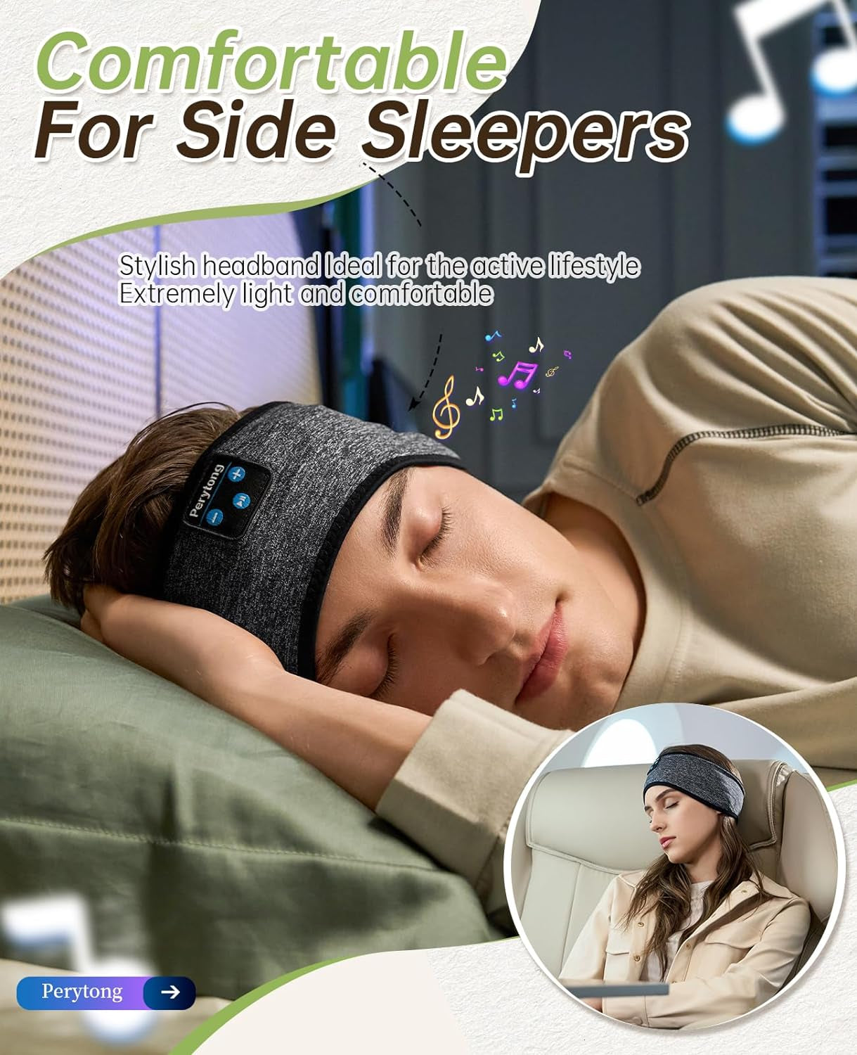 Sleep Headphones Bluetooth, Sleeping Headphones Headband - Soft Elastic Comfortable Headband Headphones, Gifts for Men Women Teenager