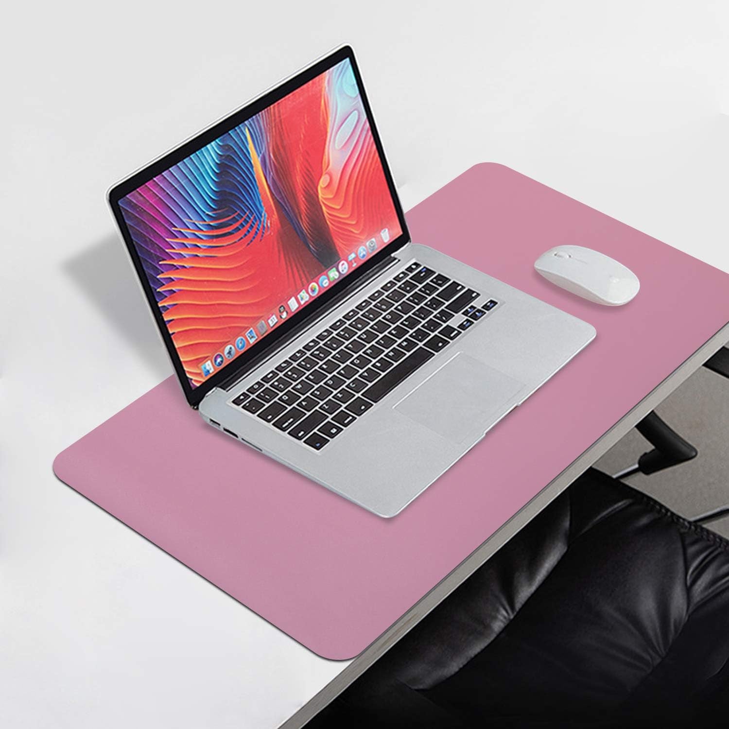 Dual Sided Leather Desk Pad (31.5 X 15.7"), Office Waterproof Desk Mat, PU Mouse Pad, Desk Protector Cover, Desk Writing Mat for Office/Home/Work/Cubicle (Purple/Pink)