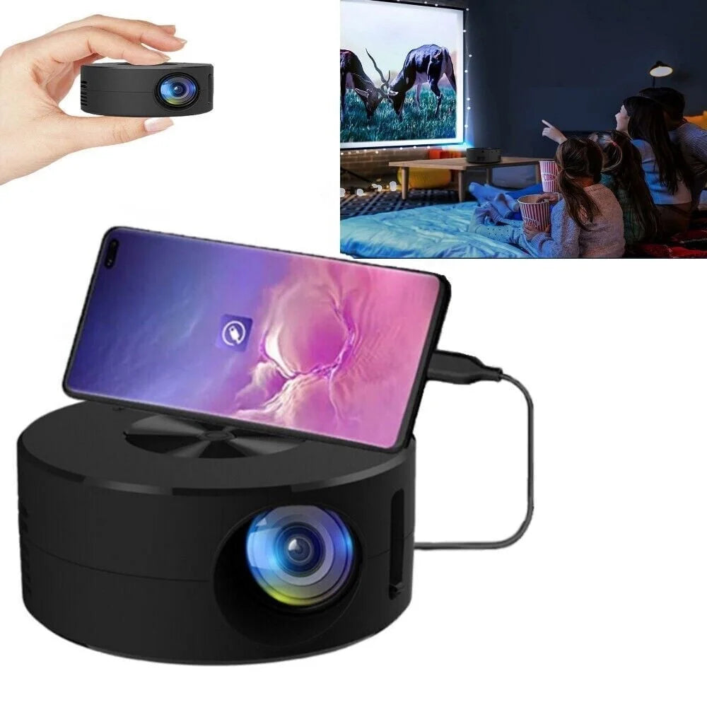 YT200 HD Mini Projector with Remote & Data Cable, Black