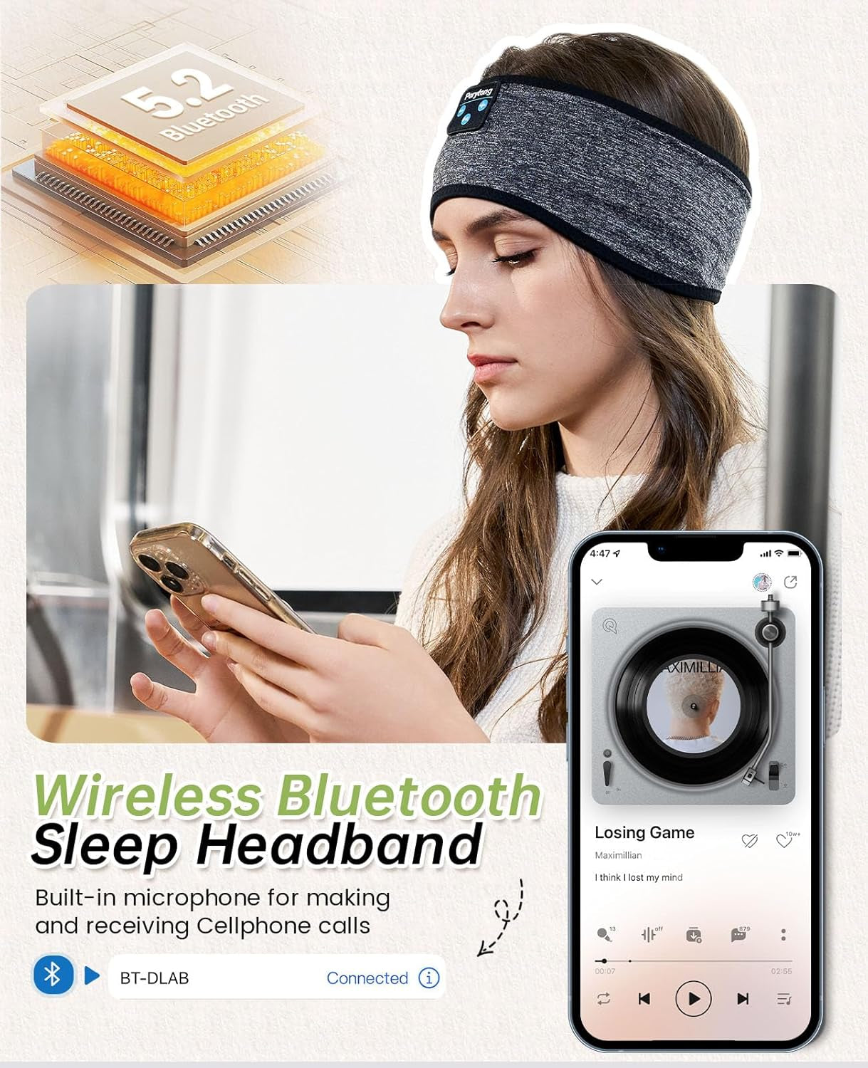 Sleep Headphones Bluetooth, Sleeping Headphones Headband - Soft Elastic Comfortable Headband Headphones, Gifts for Men Women Teenager