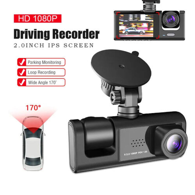 3 Lenses Camara De Seguridad Dash Cam Para Carro Auto Delantero/Tras