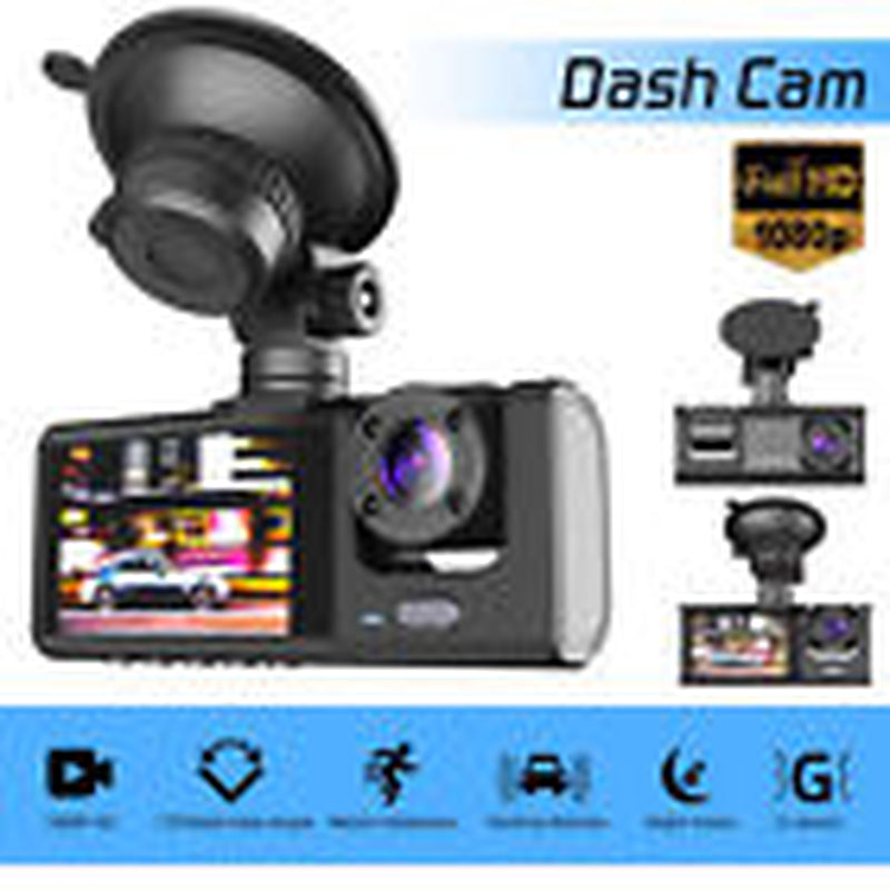 3 Lenses Camara De Seguridad Dash Cam Para Carro Auto Delantero/Tras