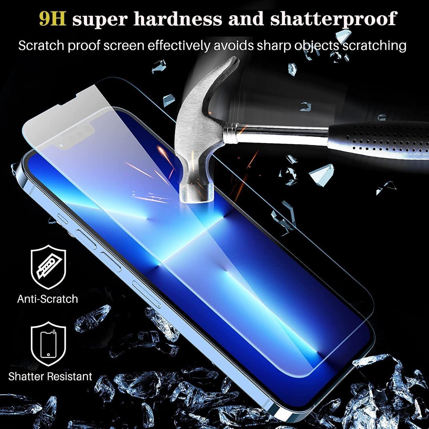 3-PACK for Iphone 16 15 14 13 12 11 Pro Max XR X Tempered Glass Screen Protector