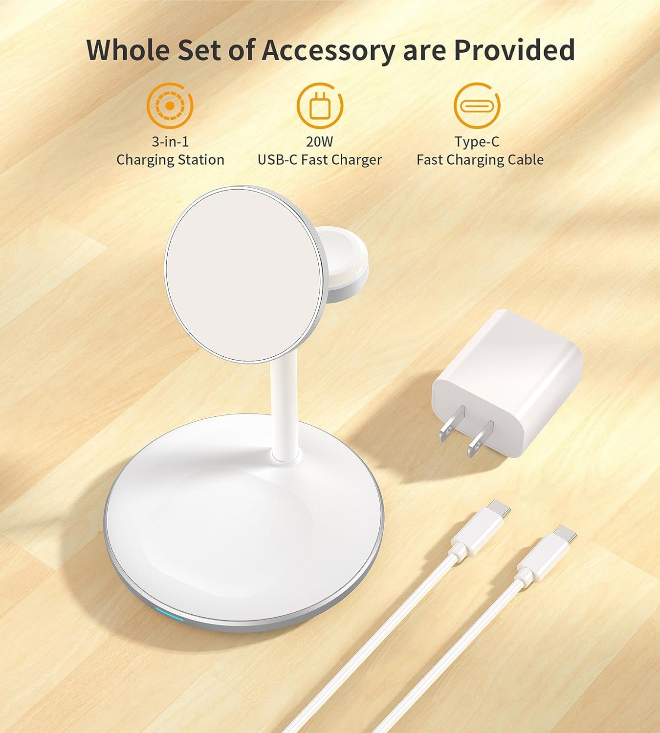 3 in 1 Wireless Charging Station for Multiple Devices, 15W Fast Wireless Mag-Safe Charger Stand for Iphone 14 13 12 Pro Max/Plus/Pro/Mini, Mag Charger for Iwatch Ultra/8/7/Se/6/5/4/3/2, Airpods